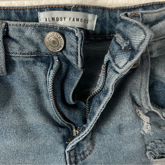 Almost Famous Light Blue Distressed High Waisted Jean Shorts Grunge, Punk, Edgy - Picture 4 of 10